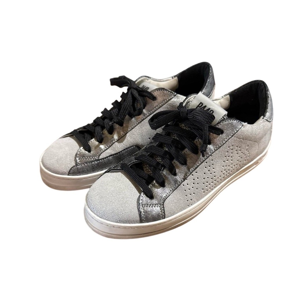 P448 Silver Metallic Sneakers with BlackLaces Size Women's 6.5/7 (37)